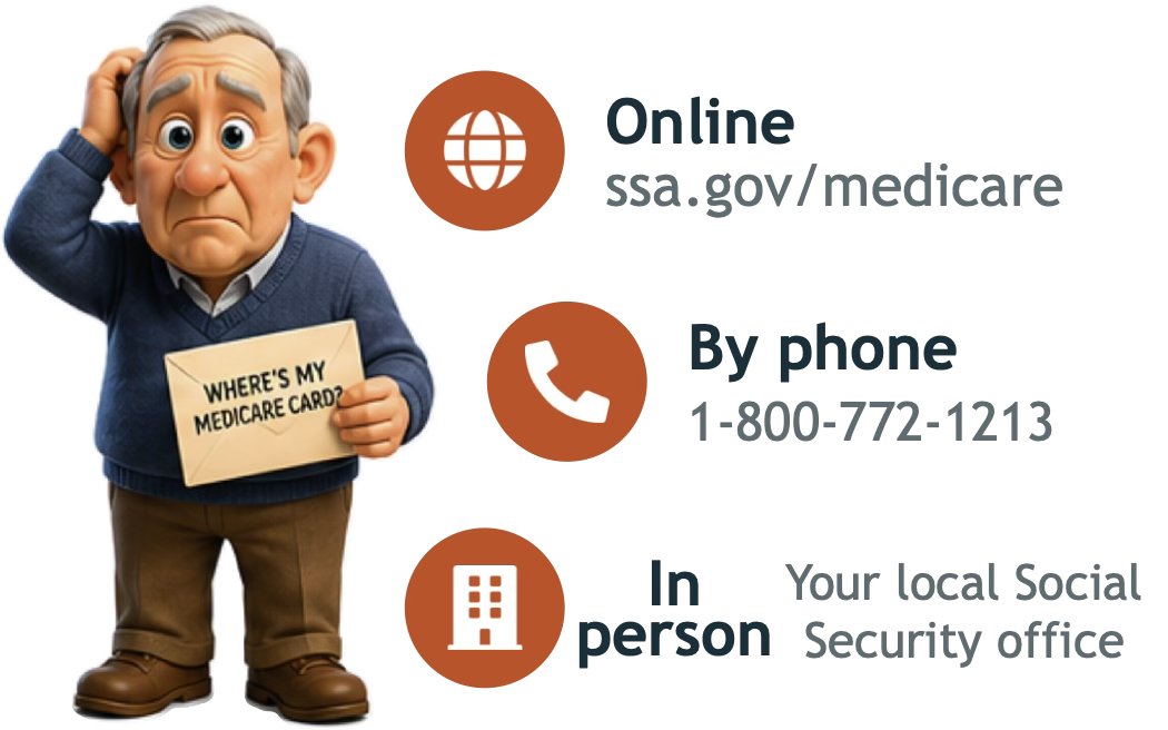 Marvin's homework: apply online at ssa.gov/medicare, by phone at 1-800-772-1213, or in person at your local Social Security office.