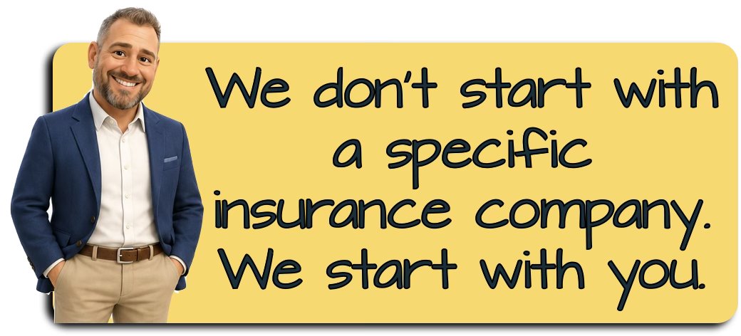 We don't start with a specific insurance company. We start with you.